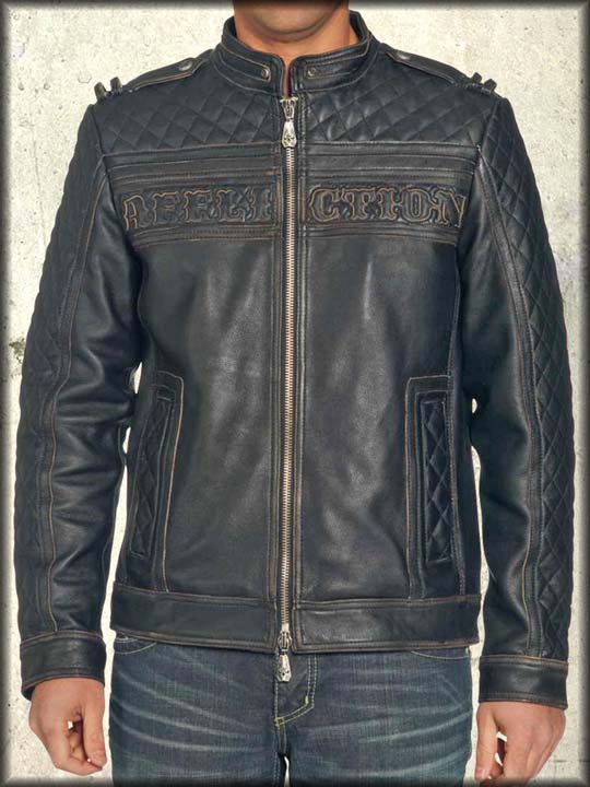 Affliction Highway Man 110ow067 Skull Moto Mens Leather Jacket Black Affliction Highway Man 110ow067 Skull Moto Mens Leather