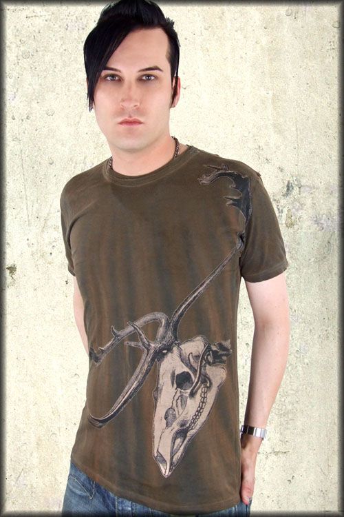 Black Hearts Brigade White Stag Deer Skull Hunter Mens Short