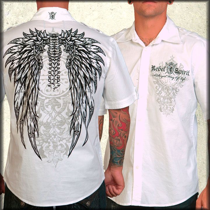 Rebel Spirit Backbone Winged Vertebrae Bones Ornate Filigree Mens