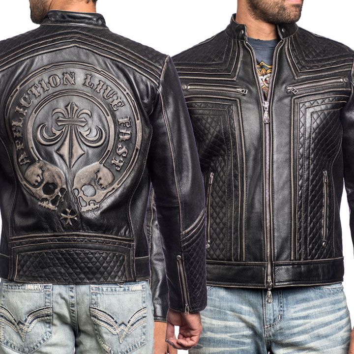 Affliction Live Fast Lemmy Dual Two Skulls Fleur Motorcycle Mens